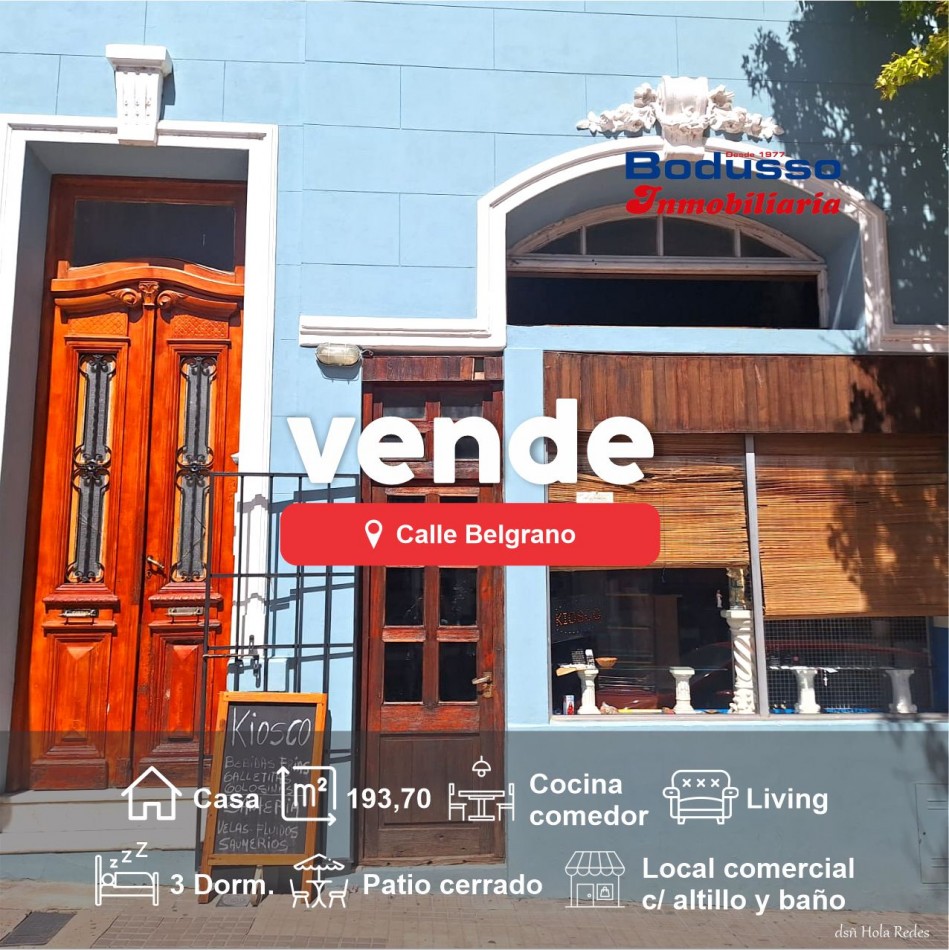 CASA EN PLENO CENTRO DE DIAMANTE + LOCAL COMERCIAL - CALLE BELGRANO CASI 9 DE JULIO. IDEAL PARA INVERSION!