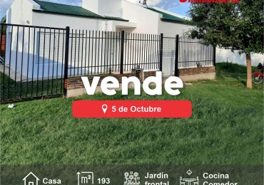 CASA EN VENTA, CALLE 5 DE OCTUBRE, ENTRE 20 DE JUNIO E INDEPENDENCIA